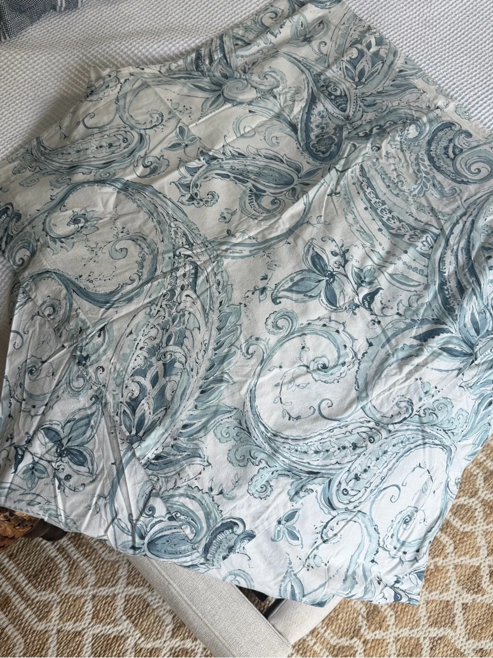 Pottery Barn Blue Paisley King-Sized Duvet Cover + Euro Shams